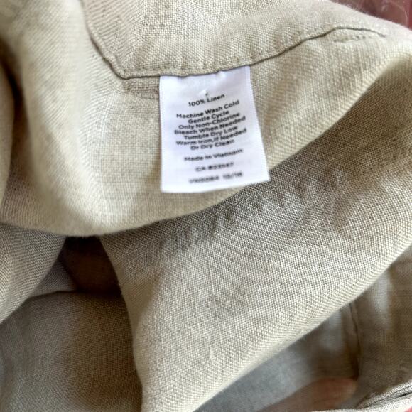 Talbots 100% Linen Pants Size 10 Tan High Rise Lightweight Wide Leg Trousers - Picture 7 of 7